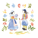 Rencontre romantique en costumes traditionnels